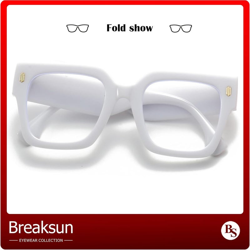 Breaksun Fashion Oversized Blue Light Blocking Glasses for Women Men Trendy Big Square Frame Computer Eyeglasses - Image 4